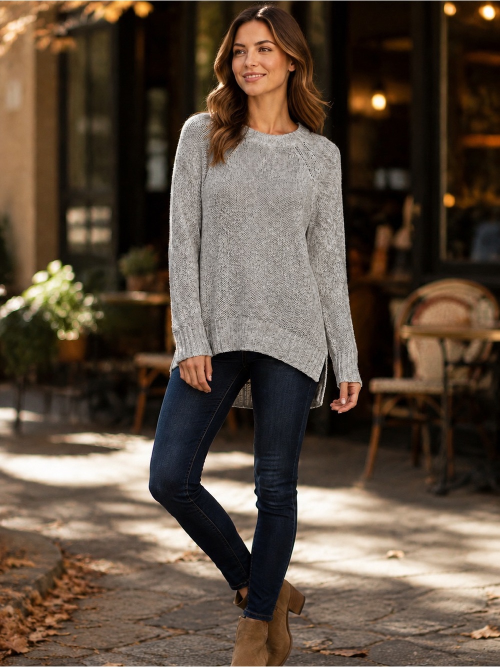 Aerie Gray Marled Knit Sweater – Size Small